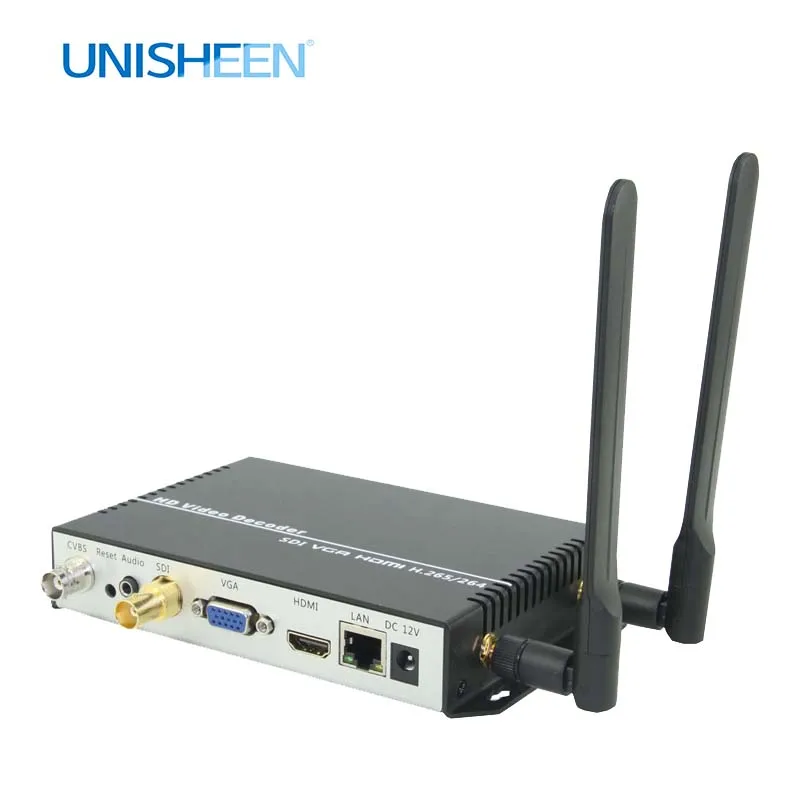 Беспроводной H.265 H.264 UHD RTMP RTSP UDP SRT видео декодер BNC SDI VGA HDMI выход Repleace Topbox PC