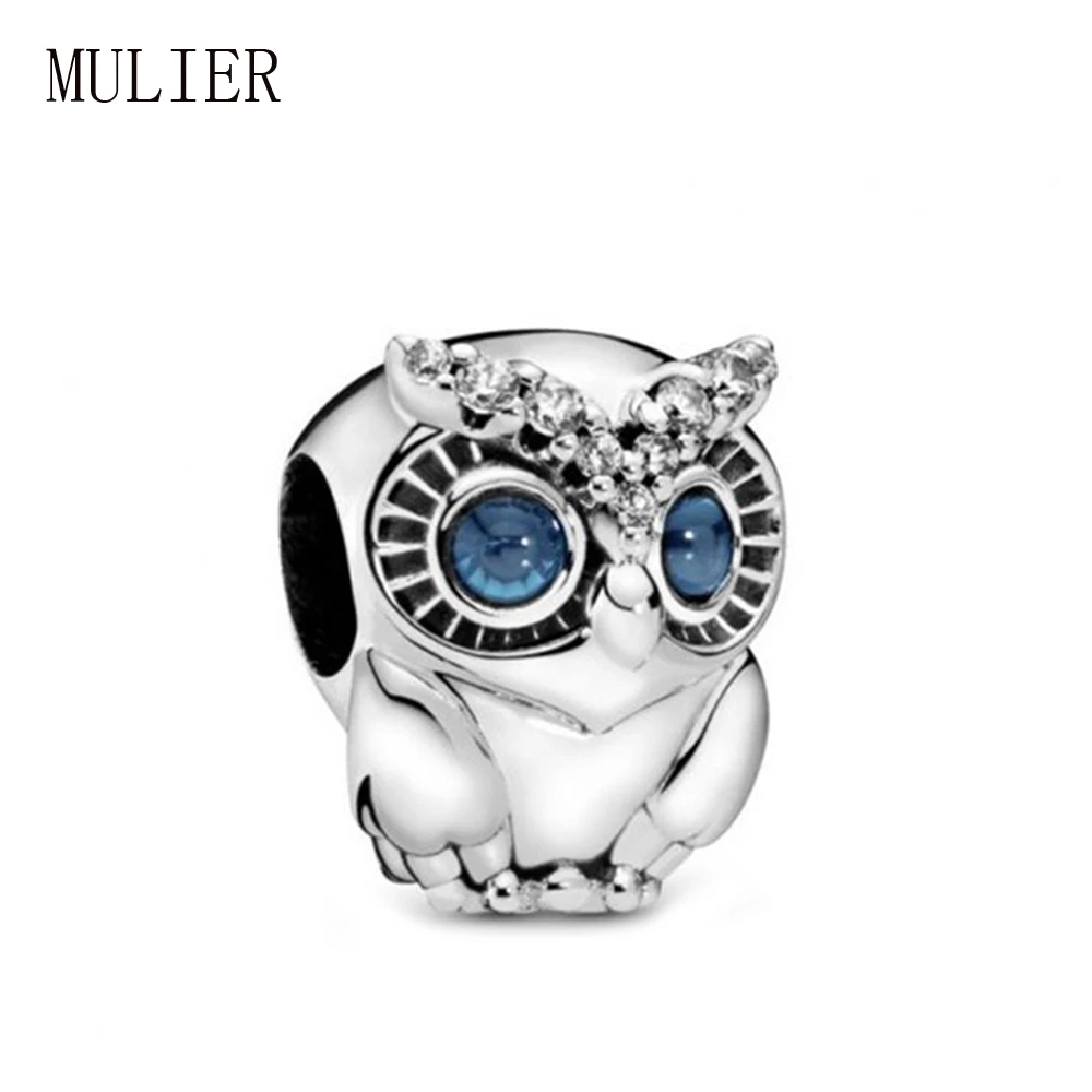 

MULIER 2019 New S925 Sterling Silver Shiny Charm Charming Owl Beaded 798397NBCB Female DIY Bracelet Bracelet Preferred Matching