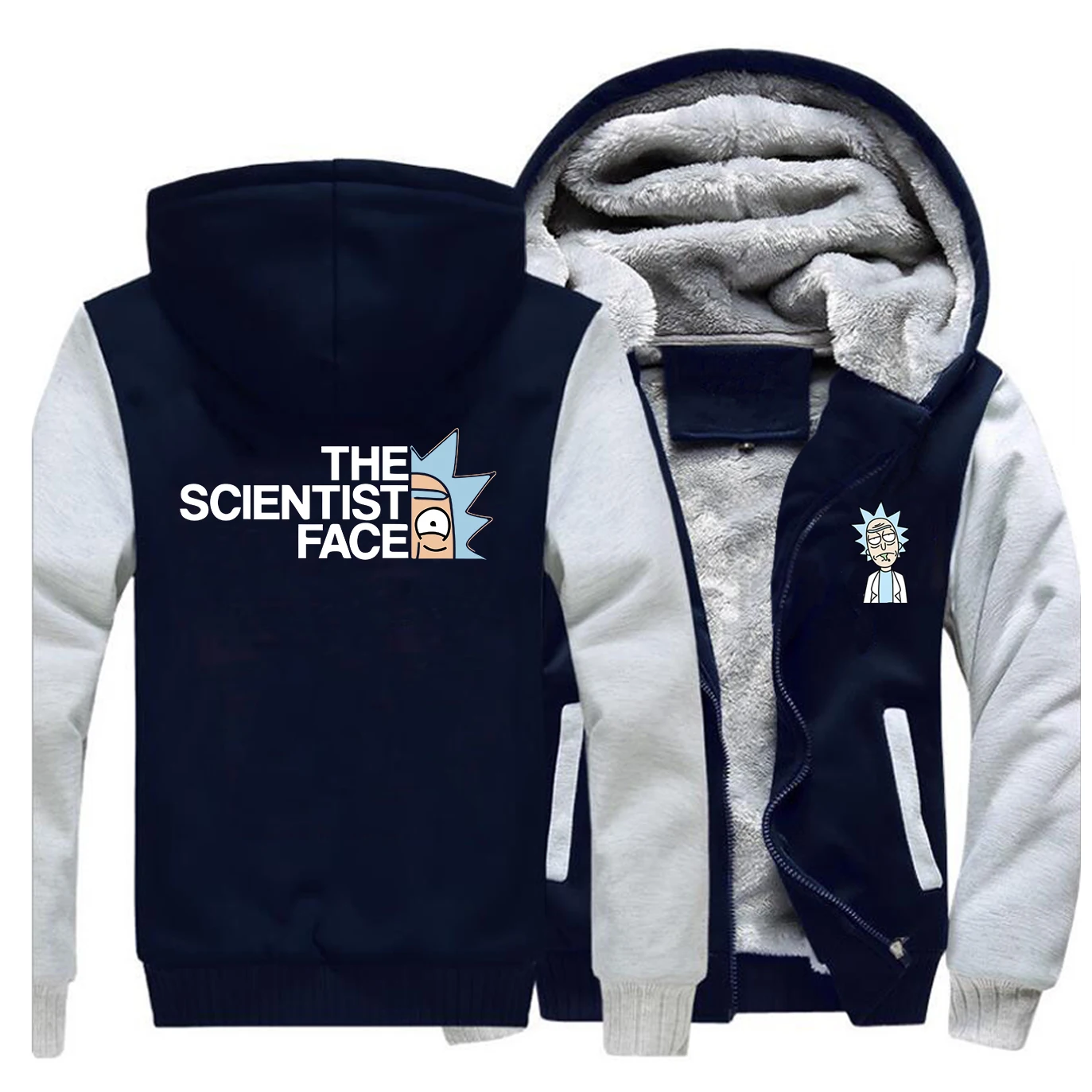 Рик и Морти, модные мужские толстовки,, зимняя толстовка, бренд The Science Face, куртка на молнии, повседневная одежда, уличная одежда, пальто - Цвет: Gray Dark Blue