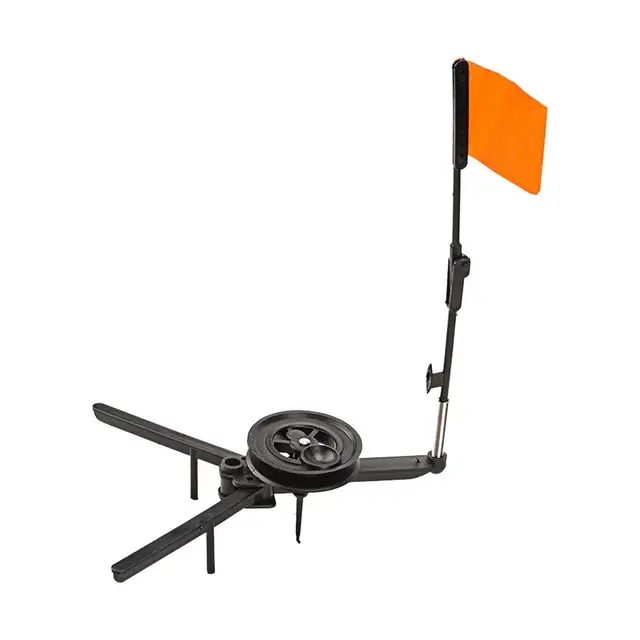 Ice Fishing Tip Up Flag Kit, Metal Pole Orange Flag Angler Tackle  Accessory, Portable Winter Fishing Rod Indicator Flag Floating Base Tackle,  Ice