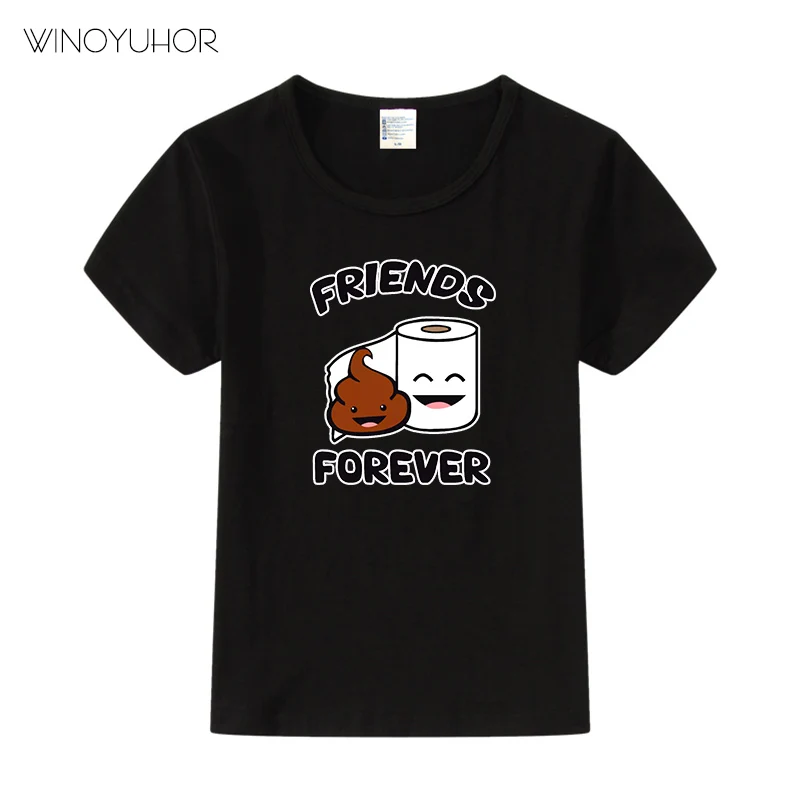

Poop And Toilet Paper Friends Forever T Shirt Baby Children Summer Short Sleeve T-Shirts Kids Girls Funny Tee Tops Clothing