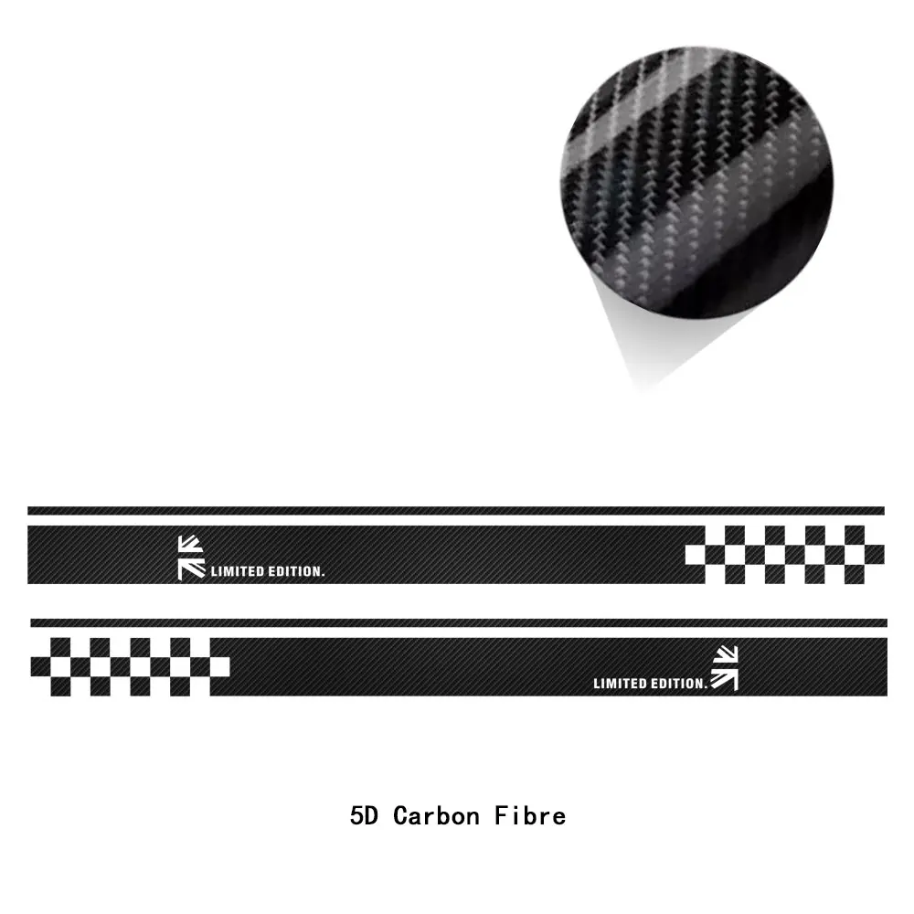 2X Юнион Джек Стайлинг двери автомобиля боковой полосы стикер Ограниченная серия тела наклейка для MINI Cooper S One R50 R52 R53 JCW аксессуары - Название цвета: 5D carbon vinyl