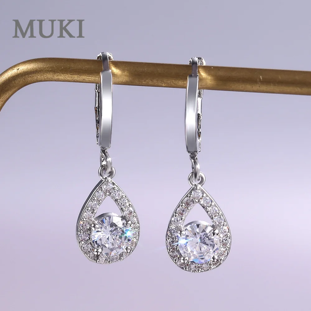1.20ct круглые белые сапфировые Висячие серьги для женщин из стерлингового серебра