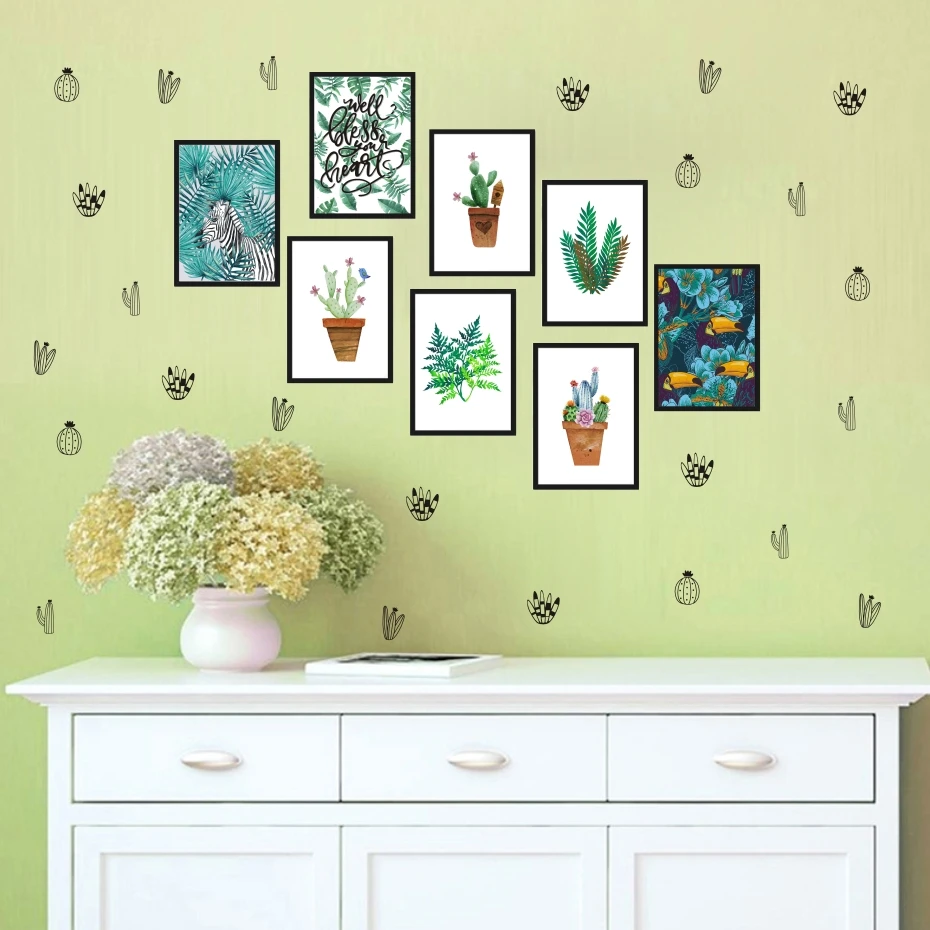 Home Decoration Cactus Plant Wall Decals DIY Art Vinyl Succulent and Cacti Stickers for Kids Nursery Room Living Room Wallpaper (2)