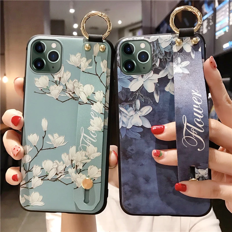 Wrist Strap Phone Holder Cases For iPhone 11 Pro Max Case 7 8 6 6S Plus X XS XR Soft TPU Back Cover |