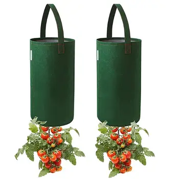 

2PCS Inverted Design Tomato Felt Grow Bag Haning Plant Flower Pot Container Tomato Pouch