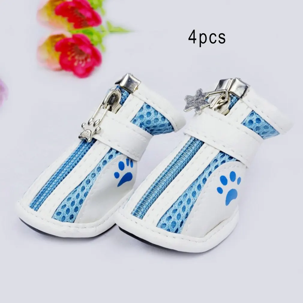 light blue Fashionable Design Canvas Puppies Pet Dog Denim Shoes Sport Casual Anti-slip Boots Sneaker Shoes - Color: light blue