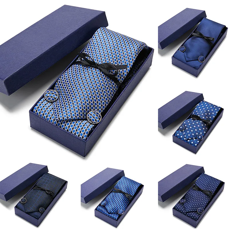 

Men`s Classic Tie 100% Silk Novelty Geometric 30 Styles Tie Hanky Cufflinks Sets For Men`s Wedding Business Party