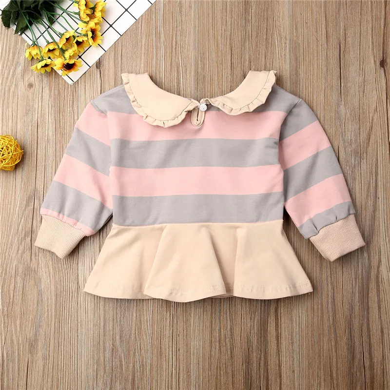 6-36M Toddler Kid Baby Girls Clothes Autumn Long Sleeve Dress Elegant Cotton Cute Princess Stripe Outfits