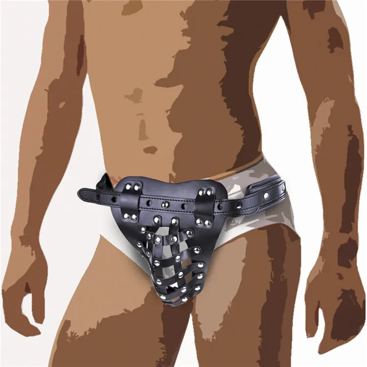 New PU Leather Male Chastity Belt Device Pants Sexy Underwear Lock Adult Erotic Penis Cage Rings Bondage Cock | Красота и здоровье