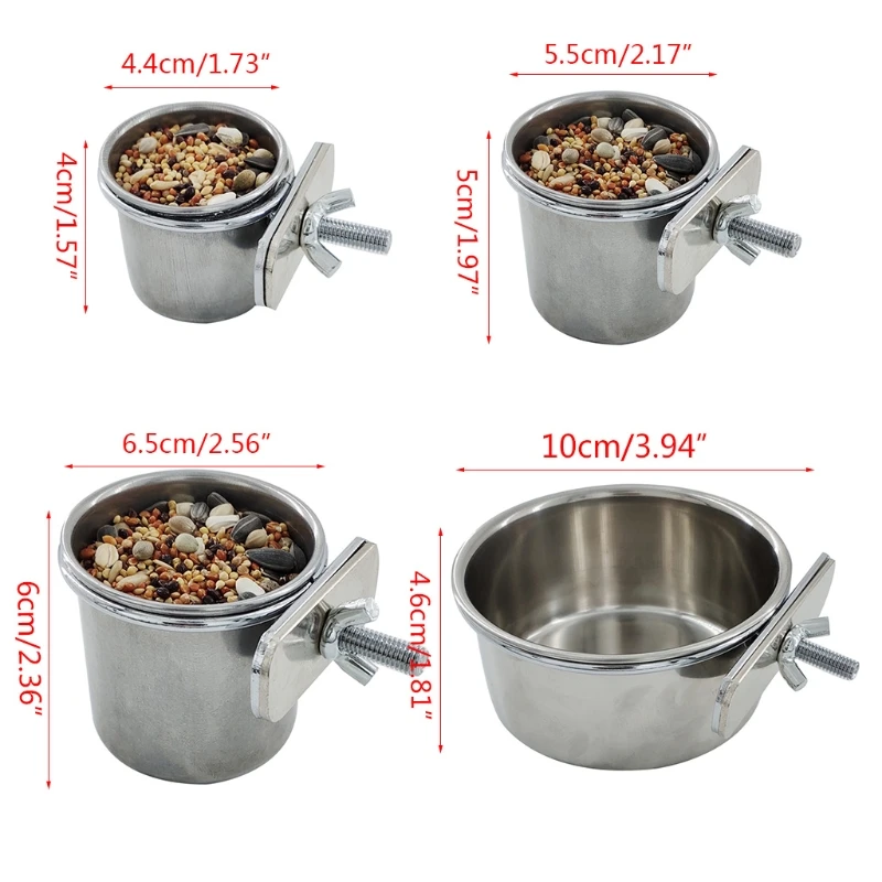Hanging Cage Bowl for Pet Birds Anti-turnover Stainless Steel Feeding Food Drinking Feeder Dish Cup for Parrot Parakeet Lovebird bird feeder parrot feeder parrot feeding bowl bird water drinker bird care supplies