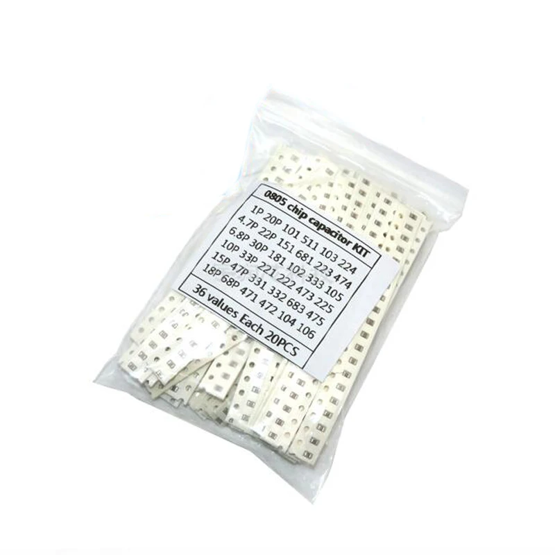 36 значений * 20 шт = 720 0805 SMD конденсатор Ассорти набор 1пф ~ 10 мкФ компонент diy Образцы
