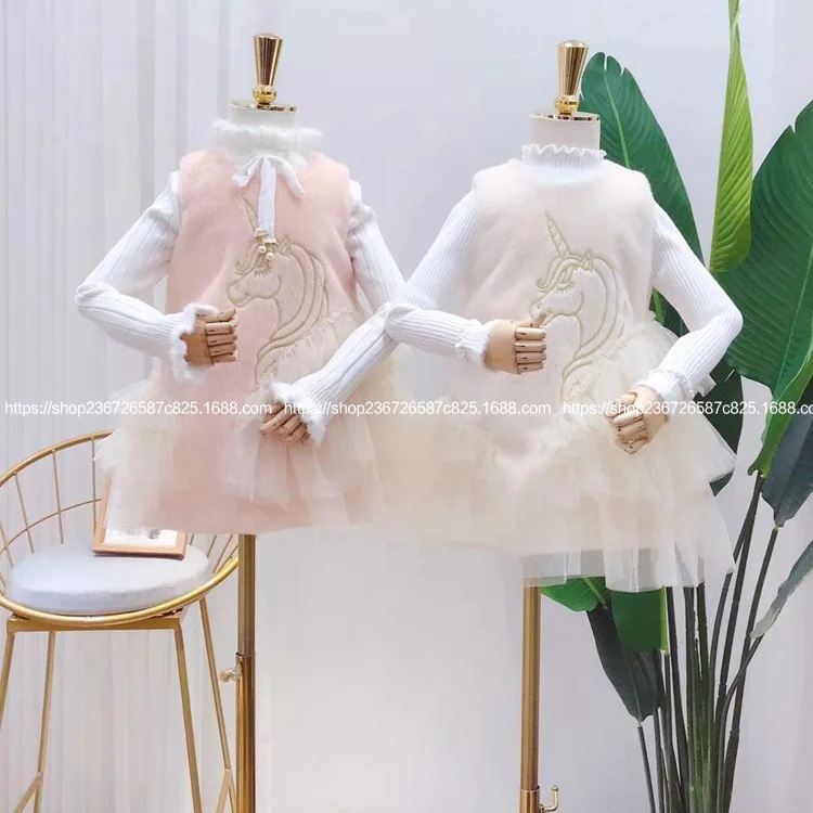 Г., Новая Осенняя детская одежда эксклюзивная жилетка из пряжи с милыми животными для девочек платье принцессы для маленьких девочек