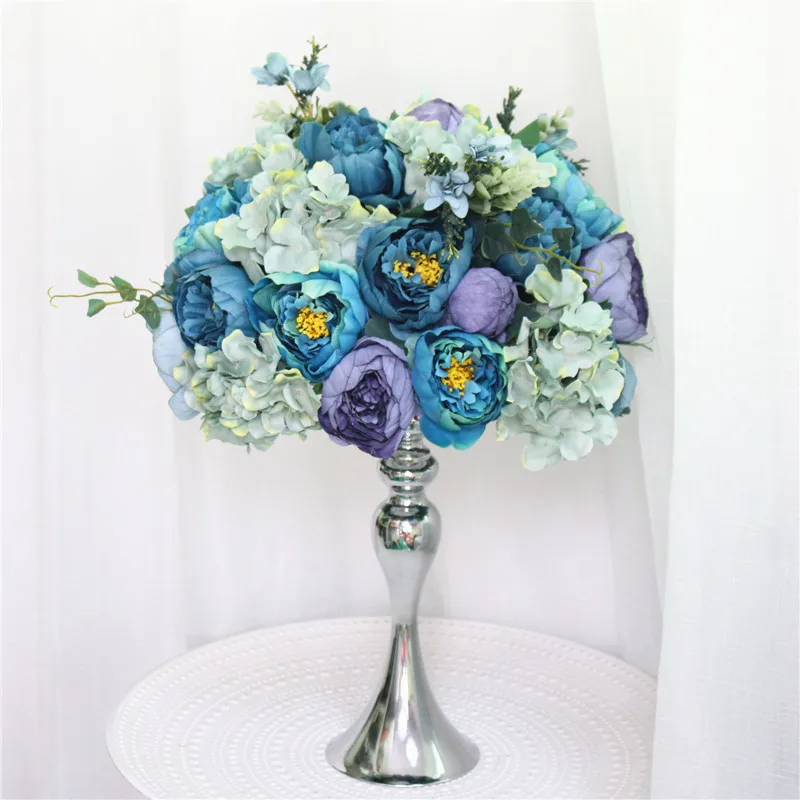 Personalizado 35cm peonias de seda BOLA DE FLORES ARTIFICIALES centros de mesa decoracion arreglo para boda telon de - Цвет: 012