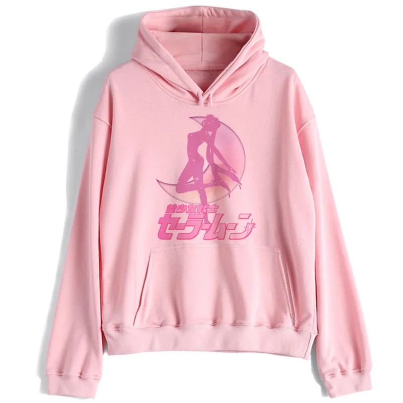 Сейлор свитшот с Луной harajuku уличная Корейская ulzzang Толстовка kawaii 90s мультфильм пуловеры новая одежда негабаритных с капюшоном