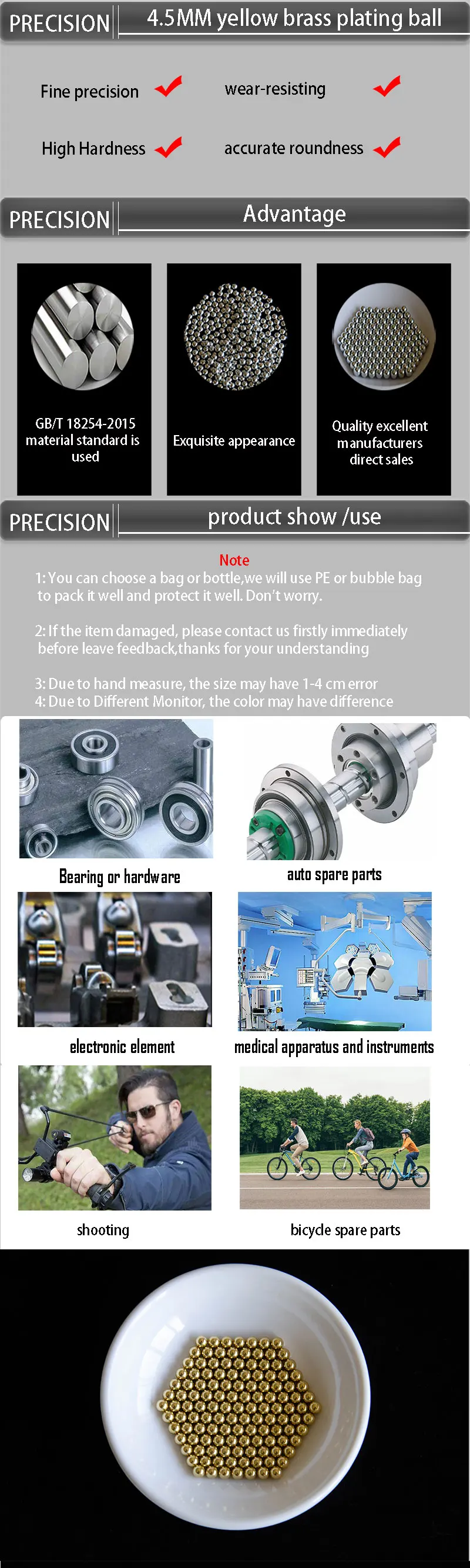 100pcs 4.5MM yellow brass paintball Used for Hunting High Quality