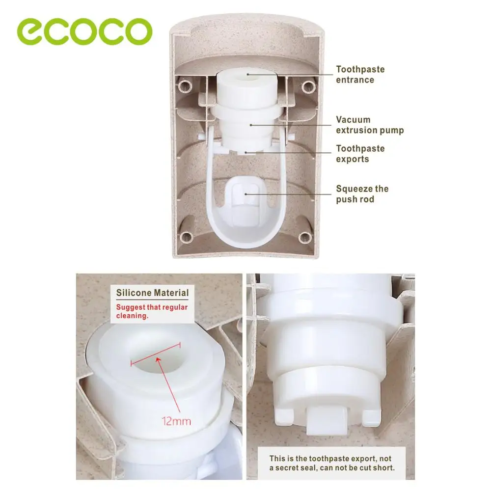 ECOCO Automatic Toothpaste Dispenser Non-toxic Wall hanger Mount Dust-Proof Toothpaste Squeezer Wall Mount Bathroom Accessories