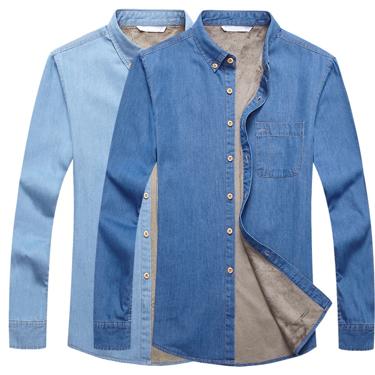 Fashion Brand Winter Jeans Shirt Men Warm Fleece Lined Velvet Denim Shirts Cowboy Coats Outwear Windbreaker Thick Clothing denim shirt