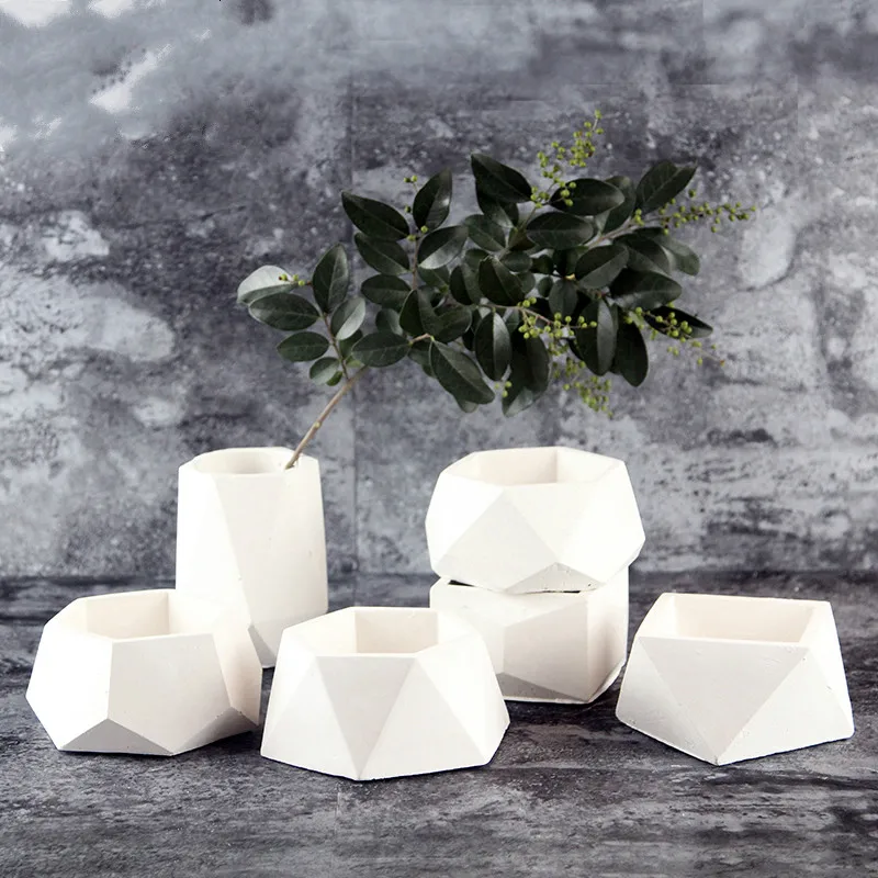 

Silicone Concrete Mold Geometric Flower Pots Cement Vase Mould Handmade Planter Multi-flower Plate Garden Decoration Tool pf9047
