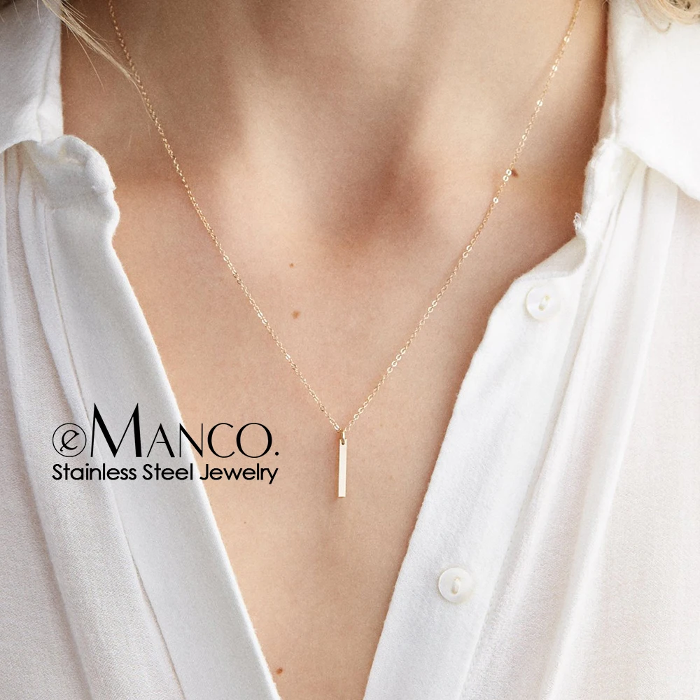 e-Manco-Stylish-Stainless-Steel-Pendant-Necklace-Thin-Link-Chain-Necklace-Best-Friend-Necklace-Minimalist-choker