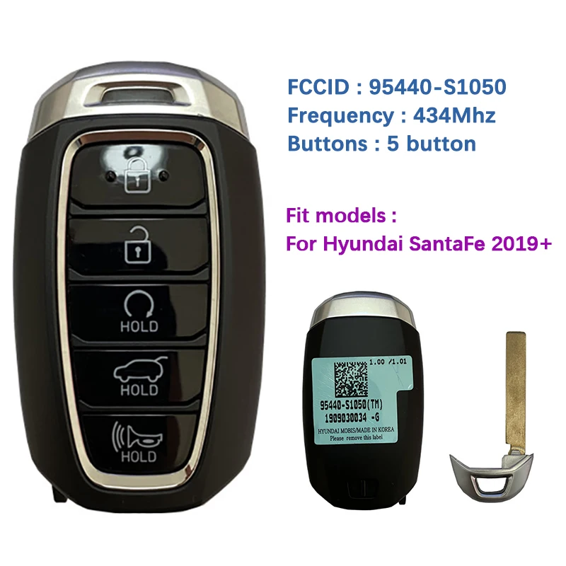 CN020168 Aftermarket 5 Button Smart Key For Genuine Hyundai Santa Fe 2019+ Remote 433MHz 95440-S1050 Keyless Go