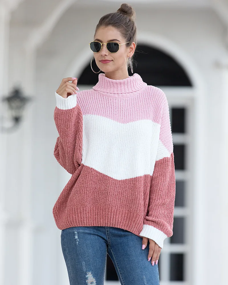 Шенилловая бархатная цветная водолазка, вязаный свитер для женщин, Осень-зима, теплый повседневный Свободный пуловер, свитер с длинным рукавом
