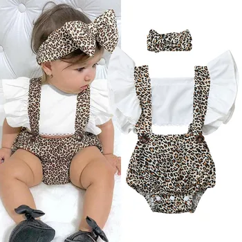 

комбинезон детский Infant Newborn Baby Girls Ruched Leopard Print Romper Bodysuit Outfits Clothes romper