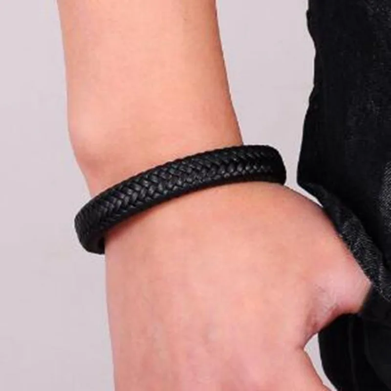 Black Leather Bracelet - Image 4