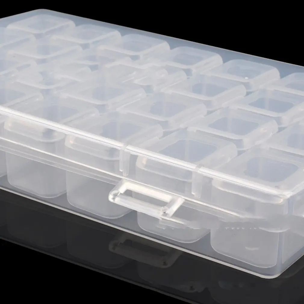 12/28 Grid Compartment Transparent Medicine Box Jewellery Packing Plastic Removable Box Nail Art To