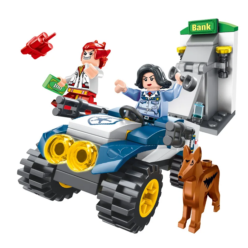

106PCS Bank Defence War Urban Police City Building Blocks Mini Figures Bricks Toys For Children Legoinglys Christmas Gift