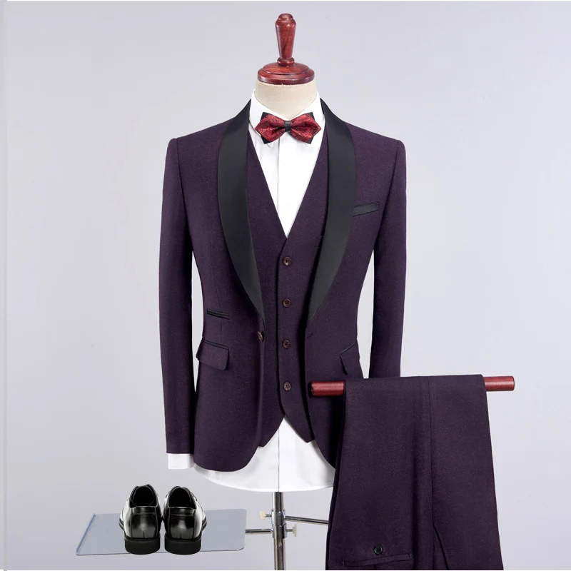 Men Suit Wedding Suits Slim Fit Tuxedo Groom Groomsman Best Man Terno Masculino Slim Fit Jacket Pant Vest Mens Suits with Pants