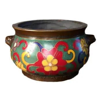 

LaoJunLu Pure Copper Cloisonne Painted Small Incense Burner Imitation antique bronze masterpiece collection of solitary