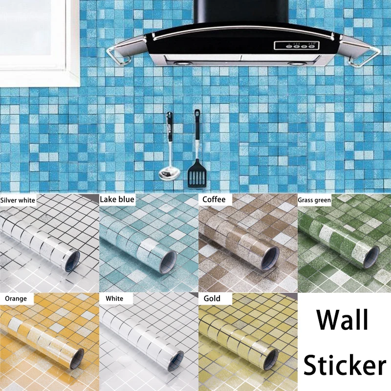 Mosaic Self Adhesive Wallpaper Tile Wall Stickers Kitchen Bathroom Aluminum Foil