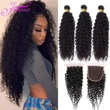 

Brazilian Kinky Curly Bundles With Closure 3Bundles Cheap Human Hair With Closure Remy Hair Weave Bundle With Closure Jerry Curl