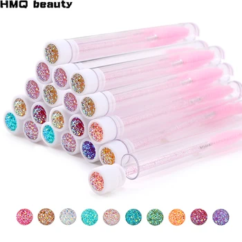 50Pcs 속눈썹 브러쉬 마스카라 튜브 크리스탈 눈썹 브러쉬 일회용 빗 방진 래쉬 확장 용품 화장품 메이크업 도구