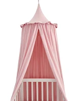 100%  Cotton Crib Kids Room Deco Baldachin with Frill Bed Curtain Canopy for Nursery 1