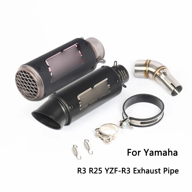 

For Yamaha R3 R25 YZF-R3 Exhaust Pipe Motorcycle Mid Slip On 51 mm Exhaust Muffler Pipe with Removable DB Killer Escape