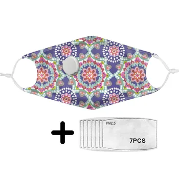 

Classic Bohemia Pattern Fashion Mask on Face Women PM2.5 Filter Dustproof Masks with Breathing Valve Family Outdoor Accessories