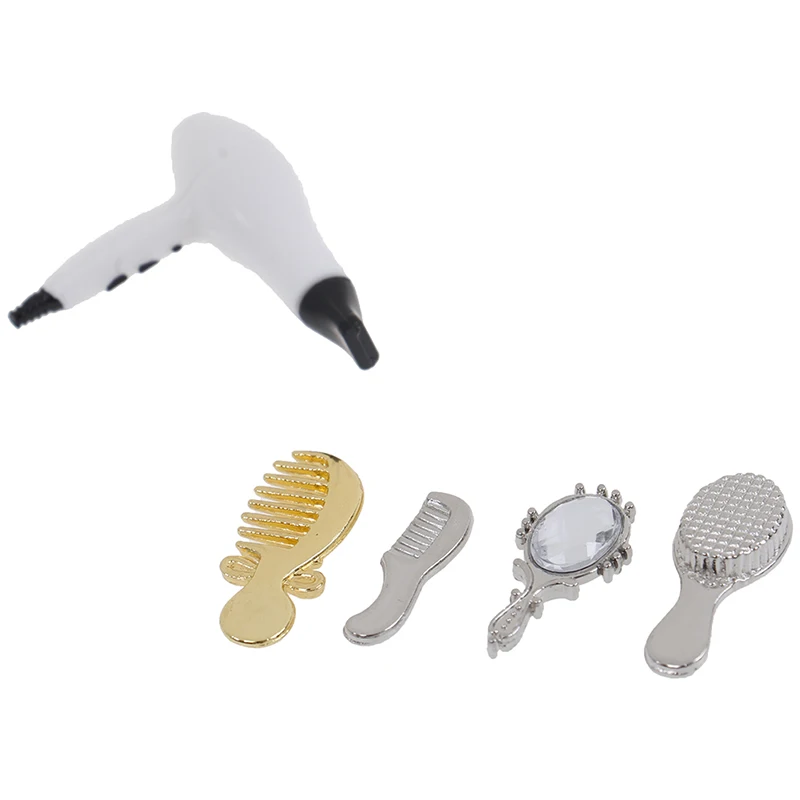 1/4/5pcs 1/12 Doll House Mini Bathroom Micro Landscape Decor Furniture Accessory Dollhouse Miniature Comb Mirror Hair Dryer Sets 10