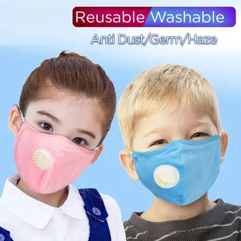 

Children Boys Girls Adjustable Cotton Mouth Cover Mask PM2.5 Activated Carbon 5 Ply Protective Breathing Valve Kids Mask