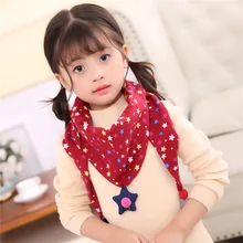 Детский хлопковый шарф, Детские треугольные шарфы с рисунком из мультфильма, милая шапка с объемным рисунком звезды, детский осенний теплый шарф на шею