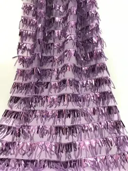 

newest style embroidered net lace fabric with sequins african lace nigeria tulle net fabric with sequins for party dress