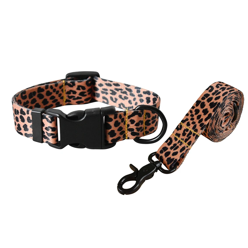 leopard Color Pet Accessories Samoyed Designer Dog Collars LeashBeagle Pet Kit Dog Collar And leash Set For Pug Collar halo dog collar Dog Collars