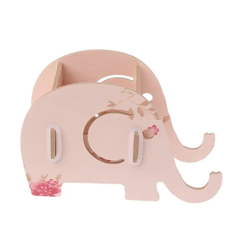 Phone Stand Pen Pencil Holder Tablet Desk Bracket Wooden Cute Elephant Sundries Organizer Desk Decoration Home Office