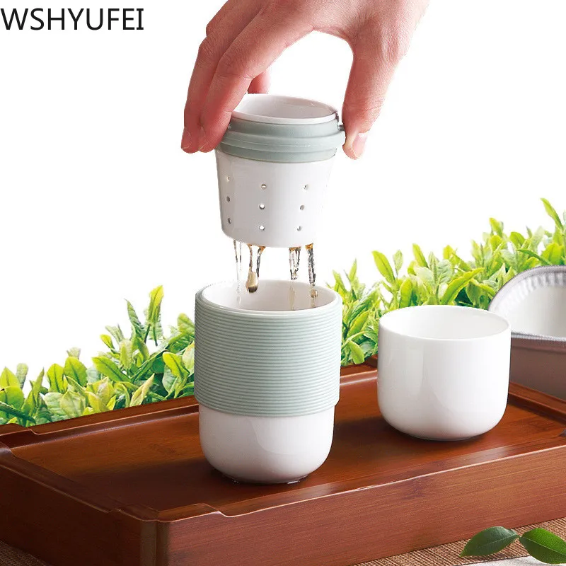 

Hot Sale Ceramic Kung Fu Tea Set Travel Pu'er Tea Set Outdoor Camping Mountaineering Tea Set Chinese Tea Ceremony WSHYUFEI