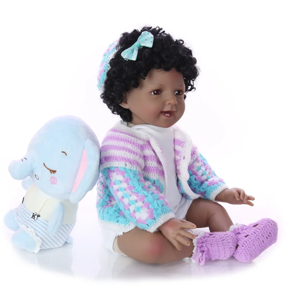 Черная Кукла reborn NPK 2" 55 см Мягкая силиконовая Кукла reborn baby dolls хлопковое тело новорожденная девочка Bebe живая кукла с плюшевым медведем