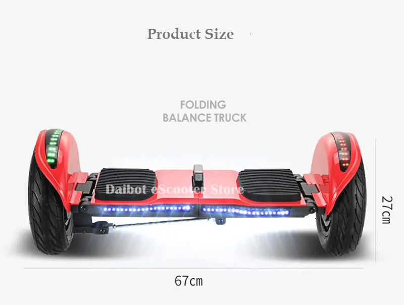 Daibot Hoverboard 10 Inch Two Wheel Self Balancing Scooters 36V 500W Off Road Folding Electric Scooters Adults Bluetooth Speaker  (7)