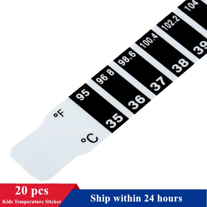 

In Stock 20 Pieces Children'S Forehead Thermometer Plastic Color Changing Body Temperature Sticker Measuring Temperature Sticker