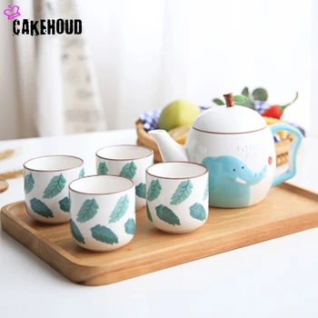 

Cartoon Ceramic Mug Tea Set 1 Teapot + 4 Cups Of Manual Kung Fu Travel Tea Set Home Office Coffee Milk Tea Set Set Drinking Set