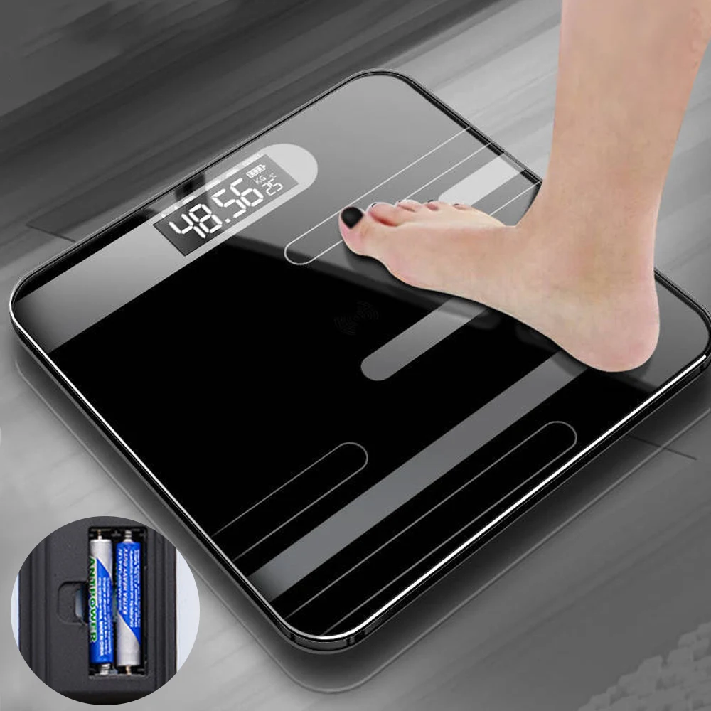 Напольные весы для ванной комнаты, стеклянные умные электронные весы, зарядка через usb, ЖК-дисплей, цифровые весы для тела